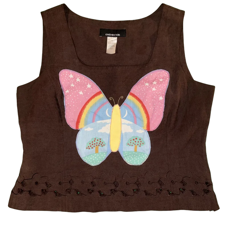 brown sleeveless rainbow butterfly top (14)
