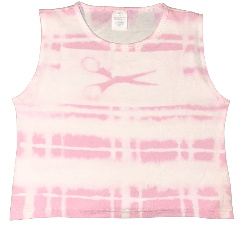 (SOLD) pink scissors sleeveless top (L)