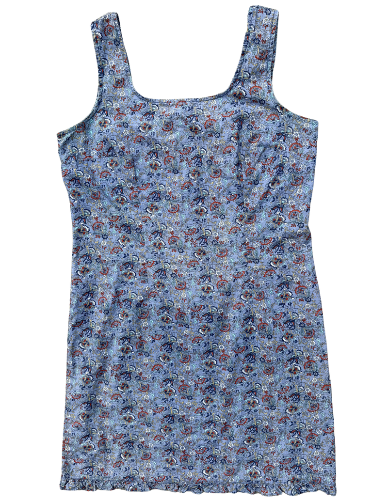 blue paisley printed dress (no size tag, click for measurements)