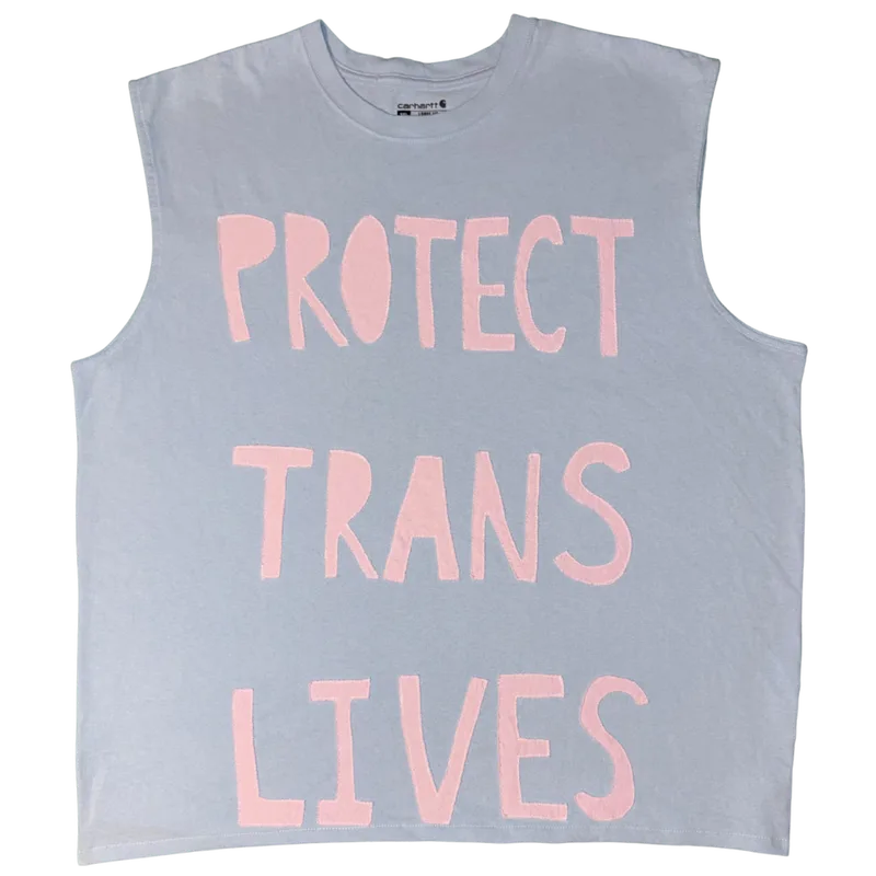 protect trans lives blue and pink sleeveless top (2XL)