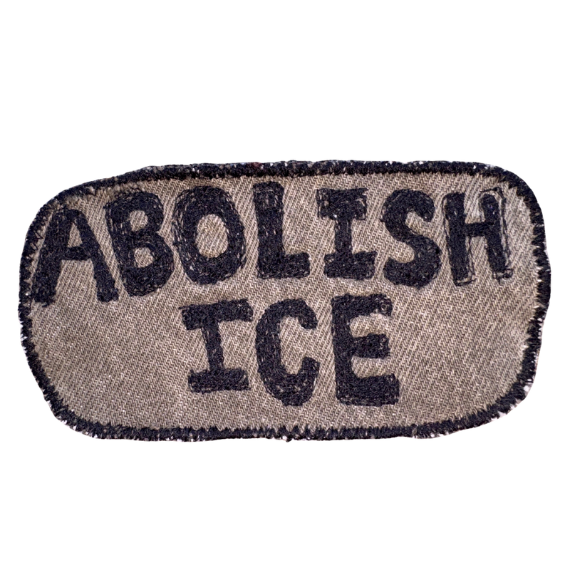 (SOLD) green/black embroidered ABOLISH ICE iron-on patch